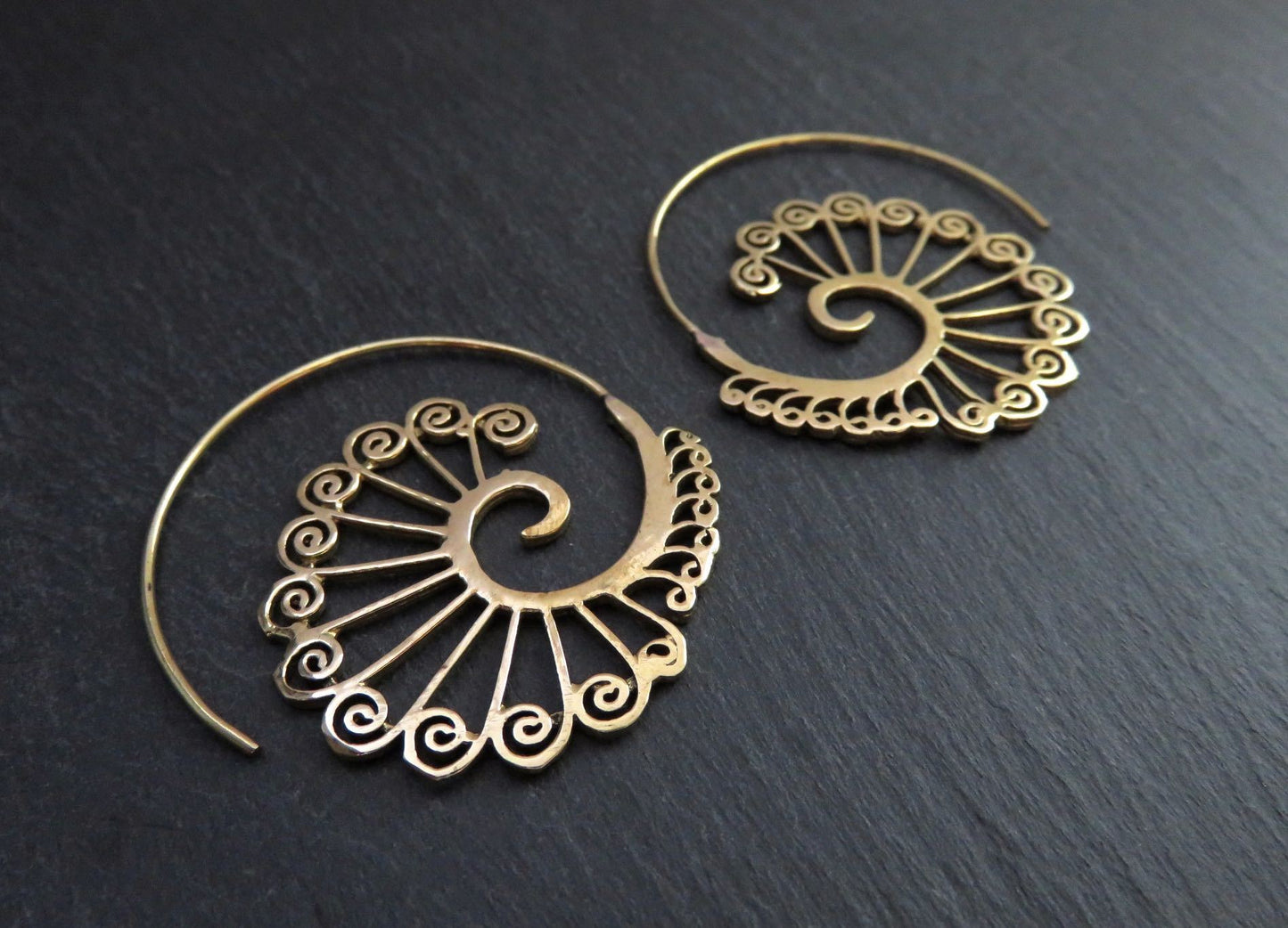 playful spiral earrings made of brass